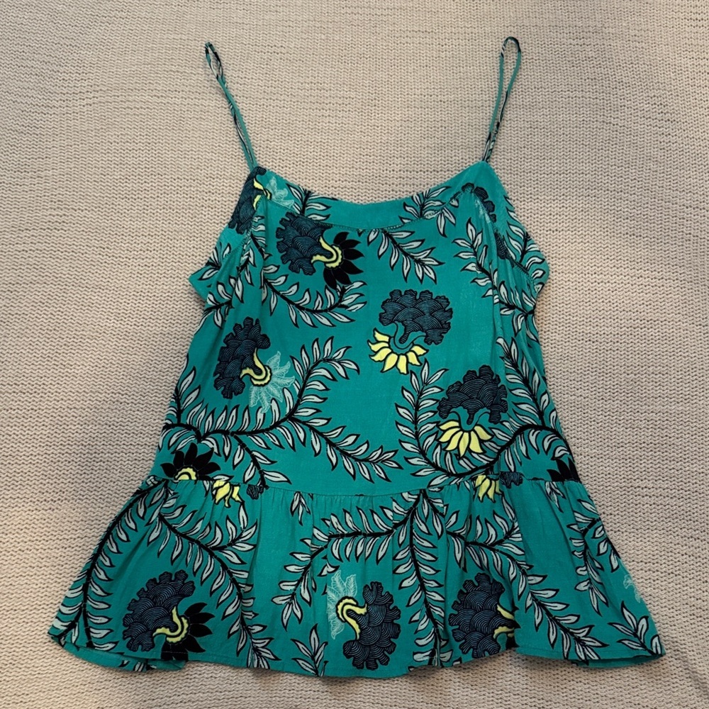 LOFT Teal Floral Peplum Camisole | Size Small | Flowy Summer Tank